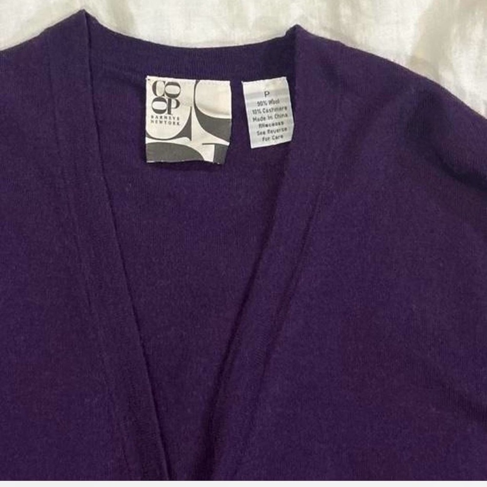 Purple Wool Cashmere Cardigan Sweater Long Button Down Dress Long-sleeve S/M - Picture 3 of 7